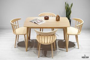 bo ban an 4 ghe bang go cao su