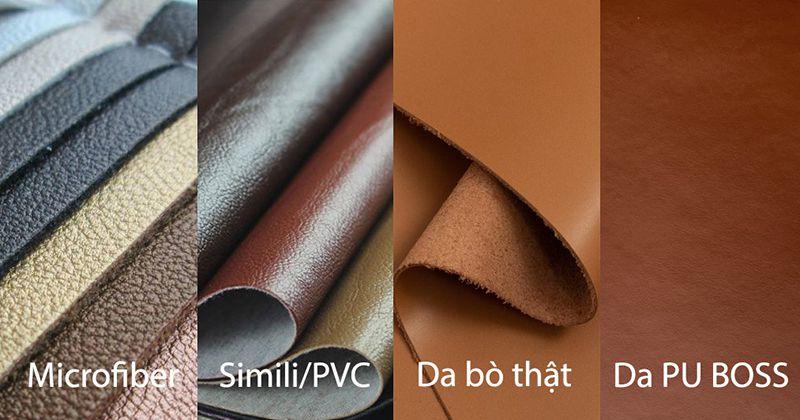 Các loại da bọc ghế sofa: Microfiber, Simili/PVC, Da bò thật, Da PU BOSS